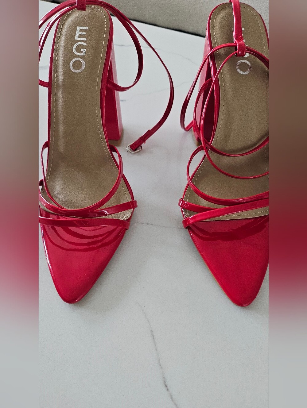 NWOT EGO Hot Pink Lace-Up Pointed Block Heel Sandals